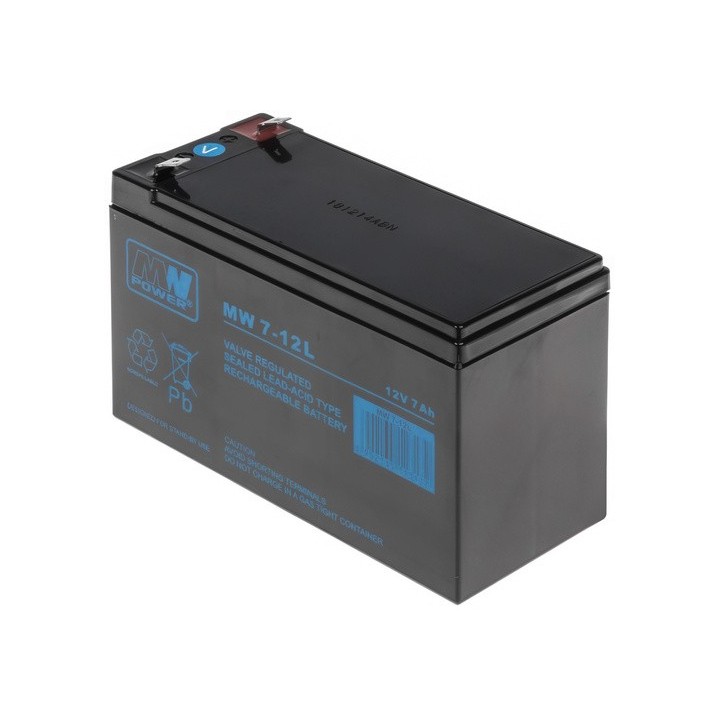 Akumulator AGM MW Power MW 7-12L | 7Ah 12V | Do UPS i systemów alarmowych