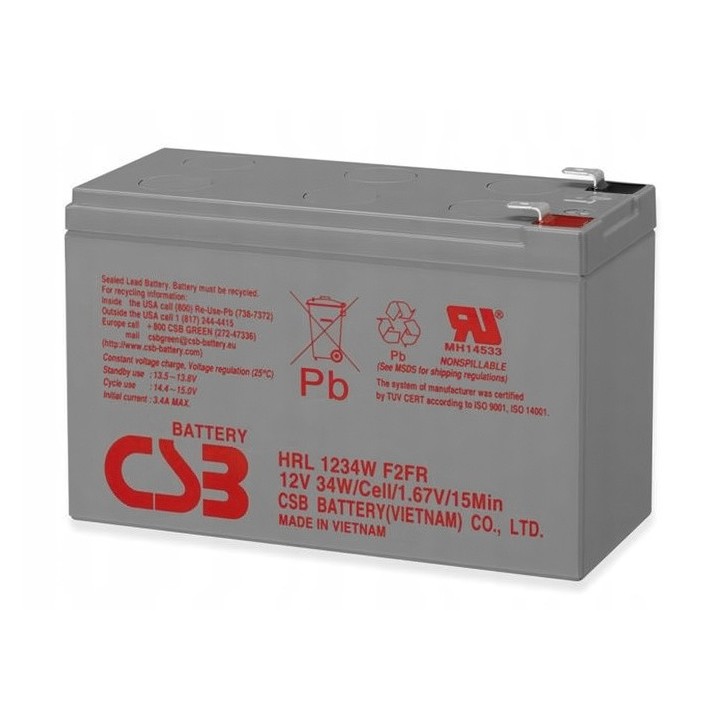 Akumulator CSB HRL1234W F2FR | 9Ah 12V LongLife | Do UPS, ognioodporny
